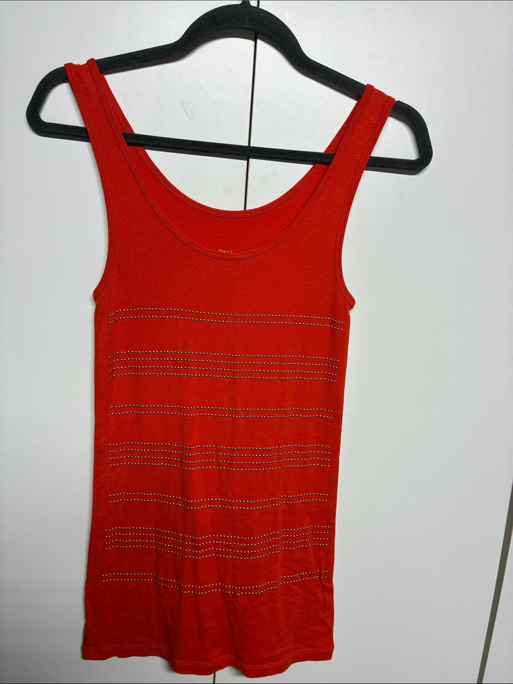 Mossimo Red Sleeveless Tank Top Metallic Stripe Detail Size M